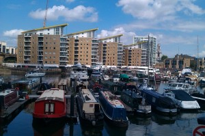 Narrowboats in the basin